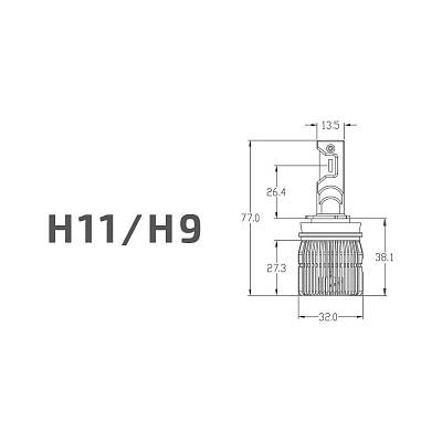 Светодиодные лампы H11/H9 MTF Cyber Light PRO 6000K  LED 6500lm (CP011K6)