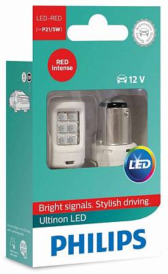 Светодиодные автолампы P21W Philips Ultinon LED Red (11498ULRX2)